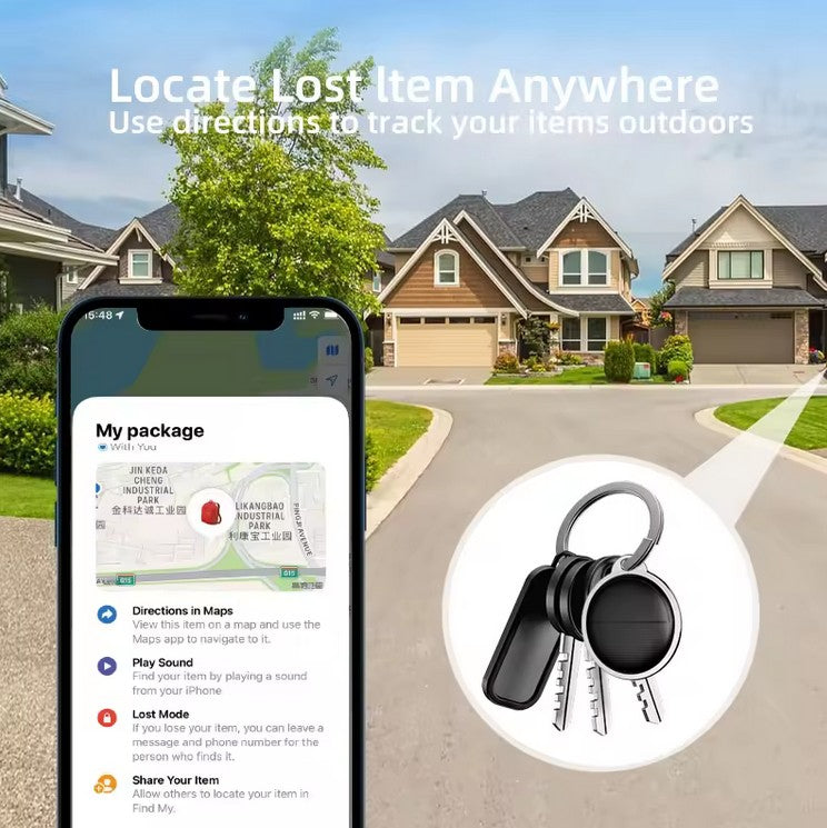 Traceur GPS anti-perte compatible AirTag – format mini avec fixation porte-clés