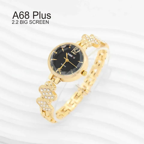 Coffret montre connectée et bijoux 8-en-1 (1 montre connectée avec 3 bracelets interchangeables + 1 bague + 1 bracelet + 1 collier + 1 paire de boucles d’oreilles + 1 montre design classique) – Livraison offerte