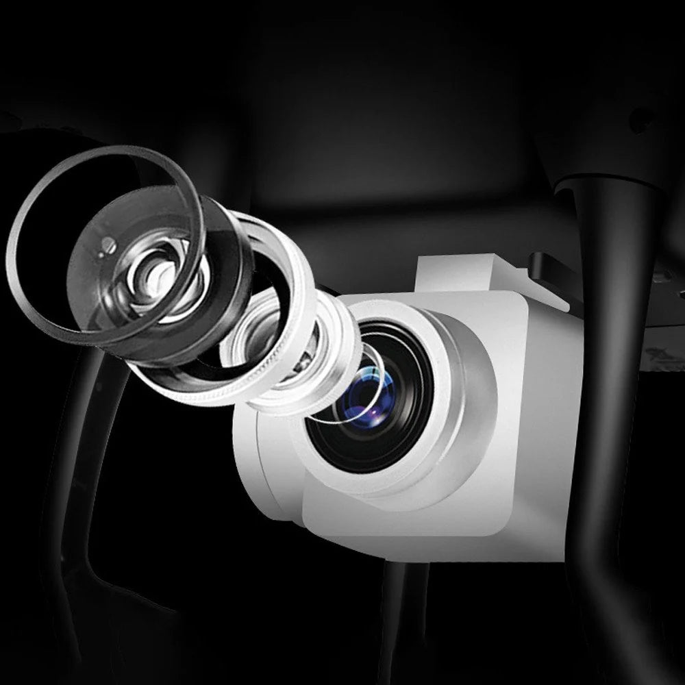 Drone 8S noir en vol pour prises de vue aériennes faciles et stables