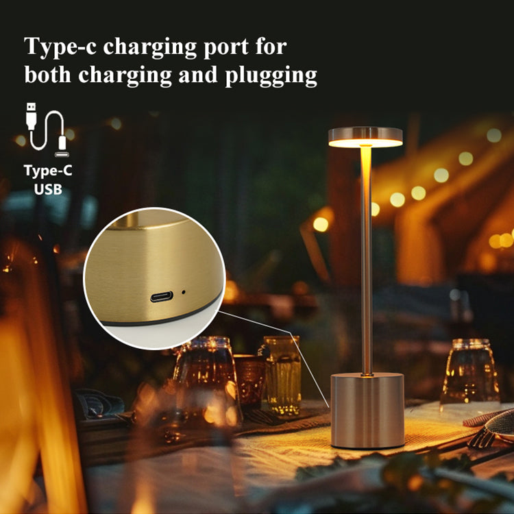 Lampe de Bureau LED Moderne en Métal avec Interrupteur Tactile, Rechargeable par USB et à Intensité Variable pour la Maison et la Chambre