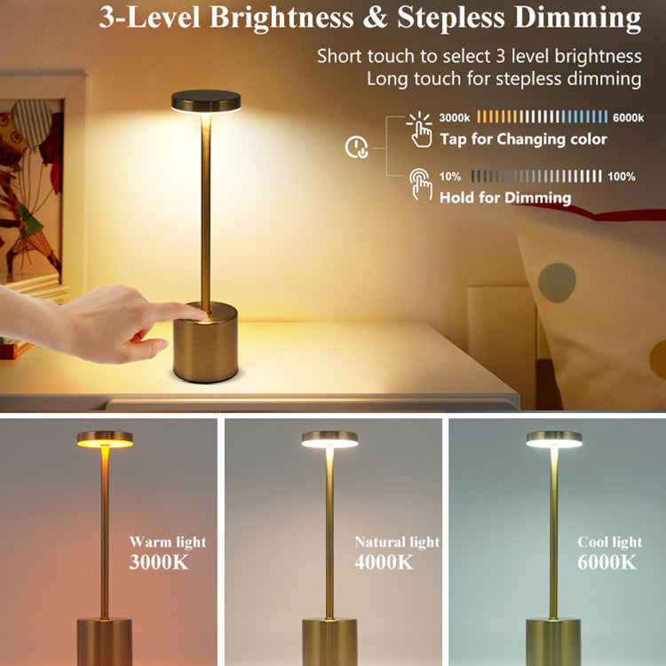 Lampe de Bureau LED Moderne en Métal avec Interrupteur Tactile, Rechargeable par USB et à Intensité Variable pour la Maison et la Chambre