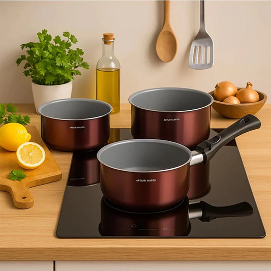 Set de 3 casseroles Arthur Martin compatibles tous feux avec induction