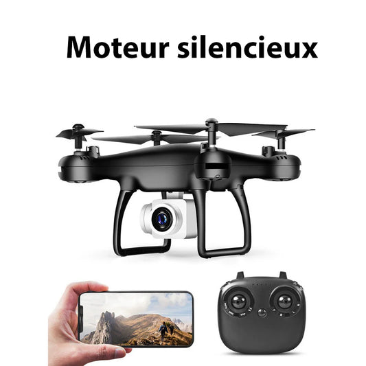 Drone 8S noir avec caméra HD pour photos et vidéos aériennes